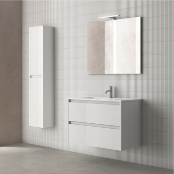 Meuble colonne de salle de bain sansa Blanc 60x57 2 tiroirs