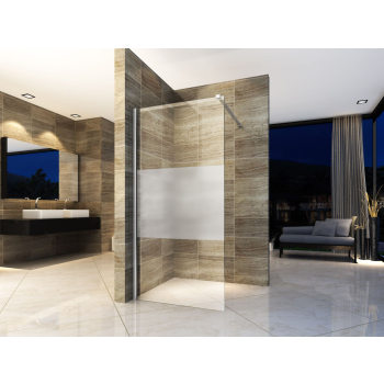 Paroi de douche bande centrale demi mat 8mm aloni 80x200cm